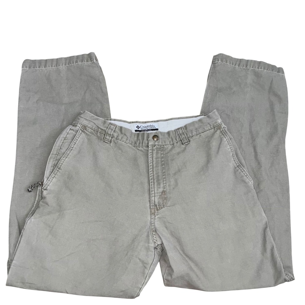Columbia Mens Khaki Canvas Outdoor Hiking Pants Size 30x30 Tan Utility Cargo